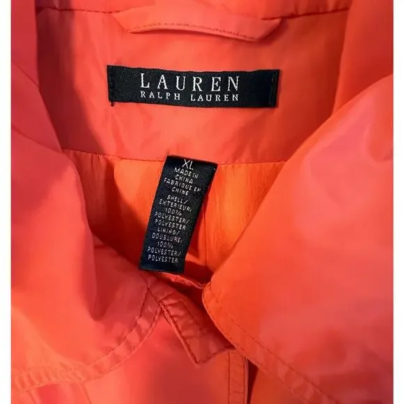 Lauren Ralph Lauren Fidajete Balmacaan Travel Trench Coat Womens Sz XL Orange - Picture 13 of 16